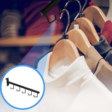 5 Pack Gridwall Waterfall Faceout with 5 Hooks Gridwall Clothes Hanger Gridwall Waterfall Faceout Hooks Rectangular Tube Display for Wire Grid and Grid Wall (5, Black)