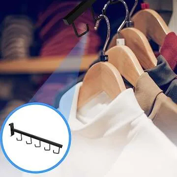 5 Pack Gridwall Waterfall Faceout with 5 Hooks Gridwall Clothes Hanger Gridwall Waterfall Faceout Hooks Rectangular Tube Display for Wire Grid and Grid Wall (5, Black)