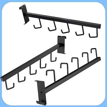 5 Pack Gridwall Waterfall Faceout with 5 Hooks Gridwall Clothes Hanger Gridwall Waterfall Faceout Hooks Rectangular Tube Display for Wire Grid and Grid Wall (5, Black)