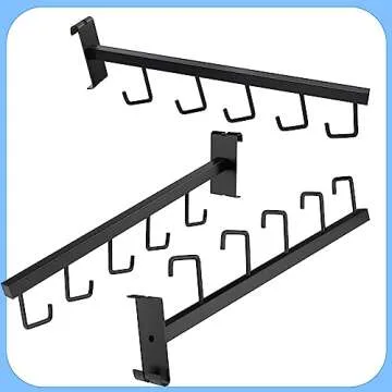 5 Pack Gridwall Waterfall Faceout with 5 Hooks Gridwall Clothes Hanger Gridwall Waterfall Faceout Hooks Rectangular Tube Display for Wire Grid and Grid Wall (5, Black)