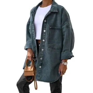 Saodimallsu Women's Oversized Denim Jacket for Casual Style