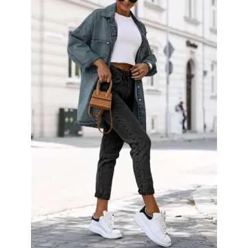 Saodimallsu Women's Oversized Denim Jacket for Casual Style