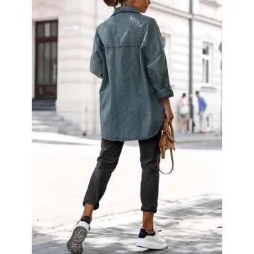 Saodimallsu Women's Oversized Denim Jacket for Casual Style