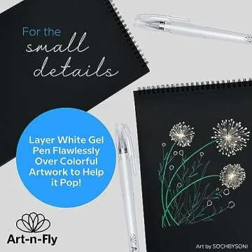 Art-n-Fly White Gel Pens For Black Paper | White Ink Pen for Artists 0.7mm Fine Point Tip | 3 Pack J...