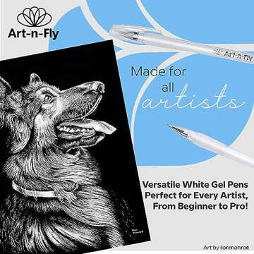 Art-n-Fly White Gel Pens For Black Paper | White Ink Pen for Artists 0.7mm Fine Point Tip | 3 Pack Jelly Roll Highlighter Pen For Drawing & Sketching 3 pack | Gelly Pens To Write on Black Paper