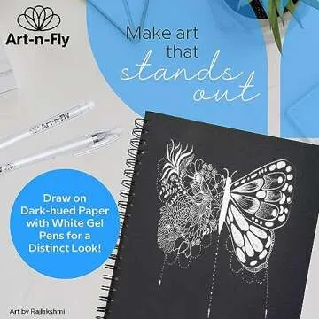 Art-n-Fly White Gel Pens For Black Paper | White Ink Pen for Artists 0.7mm Fine Point Tip | 3 Pack Jelly Roll Highlighter Pen For Drawing & Sketching 3 pack | Gelly Pens To Write on Black Paper