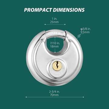 Guliffen Keyed Alike Discus Padlocks,Stainless Steel Disc Padlock with Key for Storage Unit, Sheds, ...