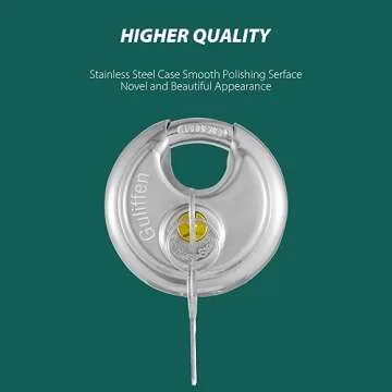 Guliffen Keyed Alike Discus Padlocks,Stainless Steel Disc Padlock with Key for Storage Unit, Sheds, Garages and Trailer，4 Pack Locks with Keys