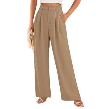 PRETTYGARDEN Women's Summer Work Pants Elastic High Waisted Straight Leg Business Casual Dressy Trou...
