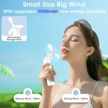 OLV Handheld Mini Fan Portable Rechargeable 3000mAh USB Battery Powered 22+Hrs Runtime Small Hand He...