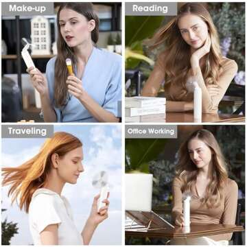 OLV Handheld Mini Fan Portable Rechargeable 3000mAh USB Battery Powered 22+Hrs Runtime Small Hand Held Fan Foldable Pocket Personal Fan Gifts for Women Girls Men Office,Travel,Outdoor - White