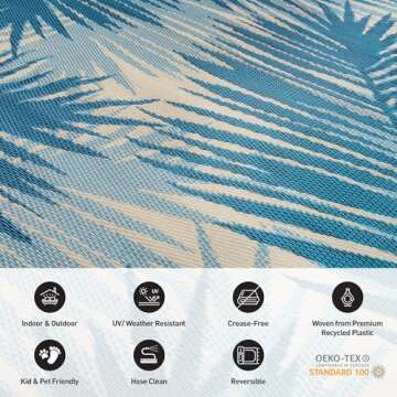 Rugshop Tropical Floral Outdoor Rug - Waterproof & Stylish