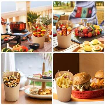 EWVVSS 60pcs Individual Disposable Charcuterie Cups with Sticks,60 Portable Bags,200pcs Cocktail Ske...