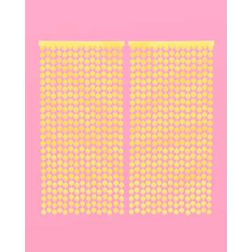 xo, Fetti Smiley Foil Curtain Party Decorations - Set of 2 | Happy Pastel Birthday Party Decorations, Cute Bachelorette Party, Baby Shower, Yellow
