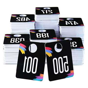 Live Sale Plastic Number Tags, Normal and Reverse Mirror Image, Reusable Hanger Facebook Cards, 100 Consecutive Numbers, (001-100)