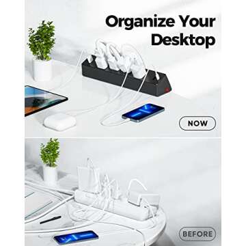 Desk Clamp Power Strip with USB and AC Outlets