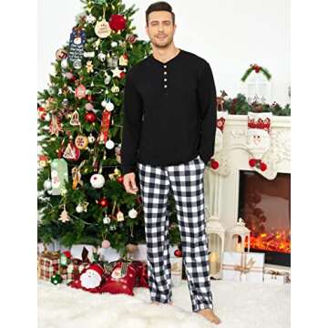 Ekouaer Family Christmas Pajamas Matching Sets Womens Mens Pjs Long Sleeve Sleepwear Holiday Lounge Sets Plaid M