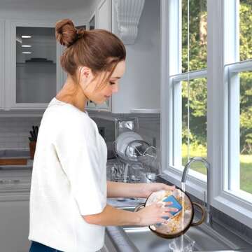 Miracle Microfiber Kitchen Sponge by Scrub-It (6 Pack) - Non-Scratch Heavy Duty Dishwashing Cleaning...