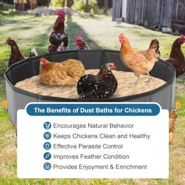 HUMVMV 32'' D * 8'' H Chicken Dust Bath Tub, Foldable Design, Extra-Tough PVC, Chicken Coop Lime,Dust Bath for Chickens,Chicken Coop Cleaner Container,Essential Chicken Coop Accessory（Grey）