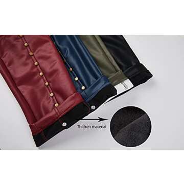 Women's Goth Punk Faux Leather Pants Mid Rise Lace Up Leather Motorcycle Leggings Novelty Studded and Skinny Pants Black