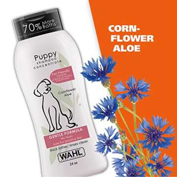 Wahl USA Gentle Puppy Shampoo for Pets – Cornflower & Aloe for Grooming Dirty Dogs - 24 Oz - Model 820002A