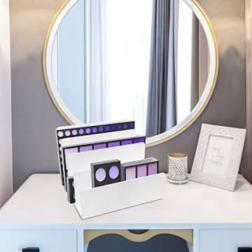 Goihgioh 4 Section Acrylic File Organizer - White Desk Organizer & Accessories, Sturdy Thick Acrylic Folder Holder Sorter for Office