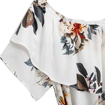 PopReal Mommy and Me Dresses Floral Printed Chiffon Bowknot Ruffles Short Sleeve Beach Mom Daughter Matching Outfits White