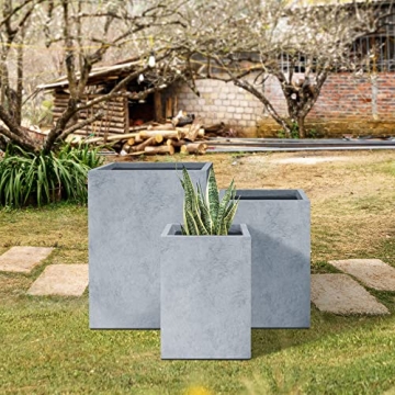 Kante Stylish Concrete Planters Set of 3 - Drainage Included
