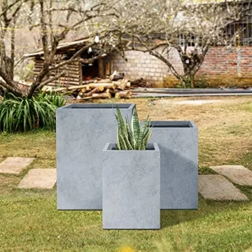 Kante Stylish Concrete Planters Set of 3 - Drainage Included