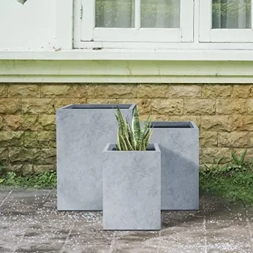 Kante Stylish Concrete Planters Set of 3 - Drainage Included