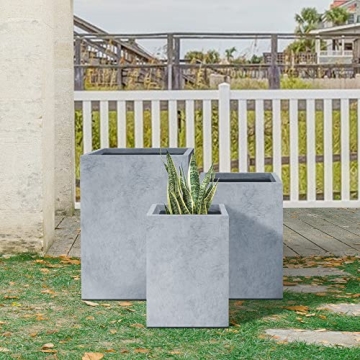 Kante Stylish Concrete Planters Set of 3 - Drainage Included