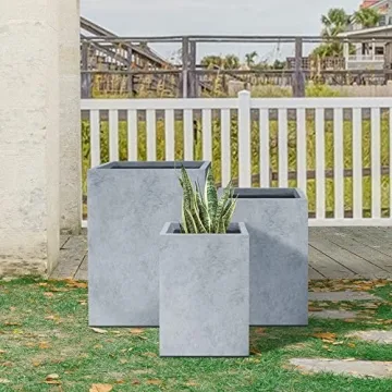 Kante Stylish Concrete Planters Set of 3 - Drainage Included