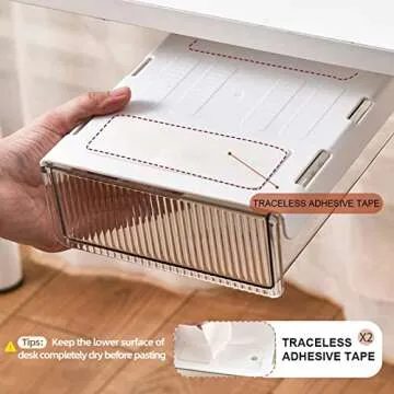 2Pcs Under Desk Storage Drawers Slide Out for Home Office