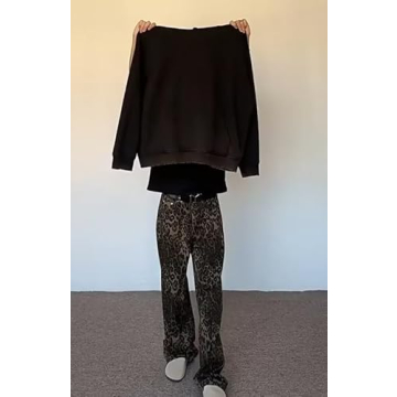 Trendy Y2K Wide-Leg Leopard Print Jeans for Women