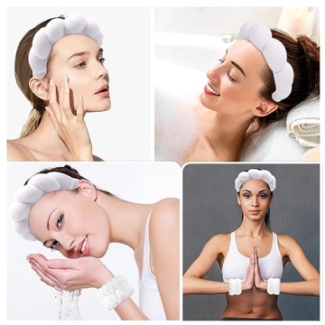 Zkptops Spa Headband and Wristband Set for Skincare