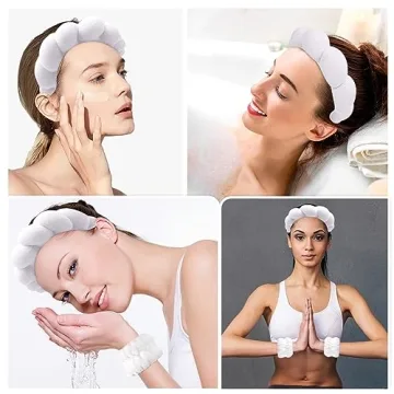 Zkptops Spa Headband and Wristband Set for Skincare