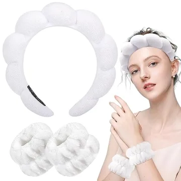 Zkptops Spa Headband and Wristband Set for Skincare