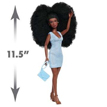 Naturalistas 11-inch Liya Fashion Doll and Accessories with 4C Textured Hair and Deep Brown Skin Tone, Kids Toys for Ages by Just Play