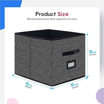 Onlyeasy Extra Large Foldable Cloth Storage Cubes 4 Pack with Label Holders - Fabric Storage Bins Ba...