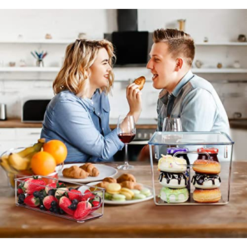 Set of 8 Clear Plastic Storage Bins for Kitchen and Home Organization