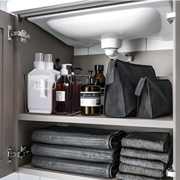 Set of 8 Clear Plastic Storage Bins for Kitchen and Home Organization