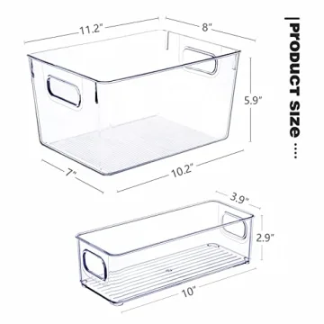 Set of 8 Clear Plastic Storage Bins for Kitchen and Home Organization