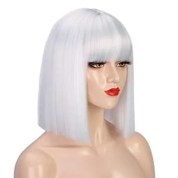 ENTRANCED STYLES Short White Wig - Cosplay & Party Essential