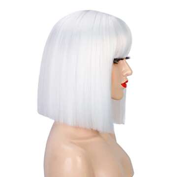 ENTRANCED STYLES Short White Wig - Cosplay & Party Essential