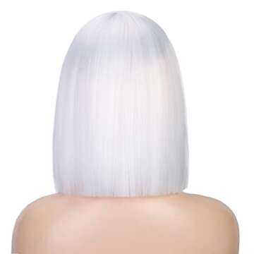 ENTRANCED STYLES Short White Wig - Cosplay & Party Essential