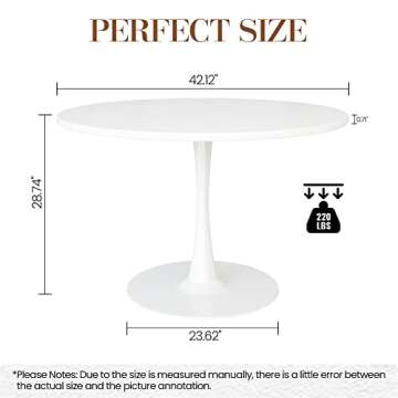 Stylish DKLGG 42.1" White Round Tulip Dining Table for Compact Spaces