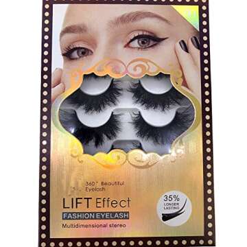 HBZGTLAD 6 Pairs Fluffy False Eyelashes Natural Faux Mink Strip 3D Lashes Pack (SR-1)