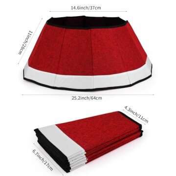 Red Christmas Tree Collar Xmas Tree Skirt Ring Stand Base Cover for Home Office Store School Christm...