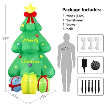 9FT Christmas Giant Inflatable LED Decorations for Holiday Cheer