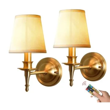 KEFA Brass Wireless Wall Sconces - Rechargeable Wall Lights Set of 2